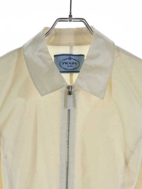 Prada Logo Belt Nylon Half Zip Sleeveless Long Dress Ivory main image 6